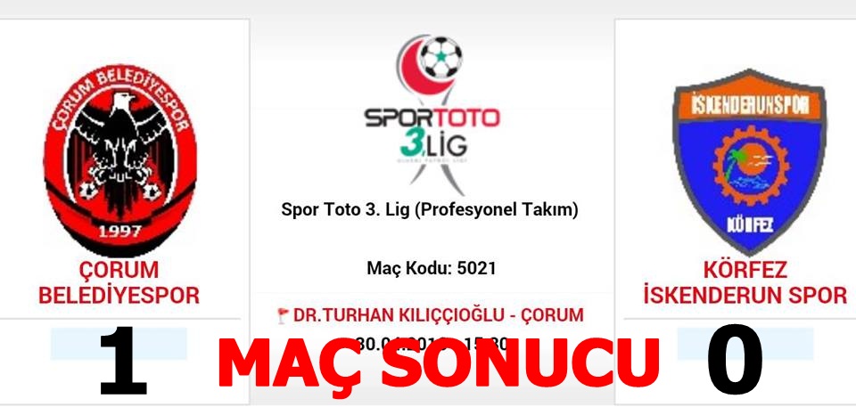Maç Bitti: Belediyespor: 1 İskenderun: 0