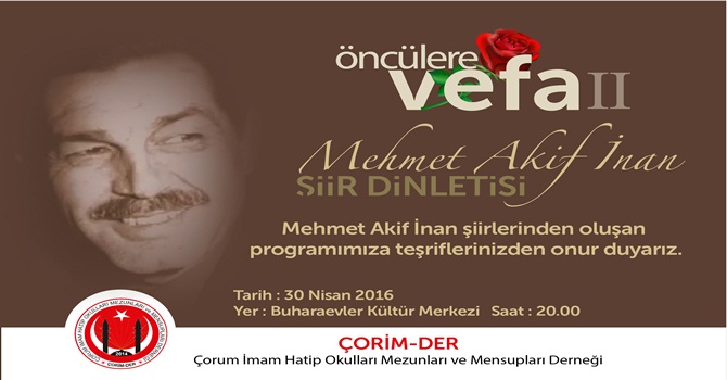 ÇORİMDER’den Şiir Dinletisi