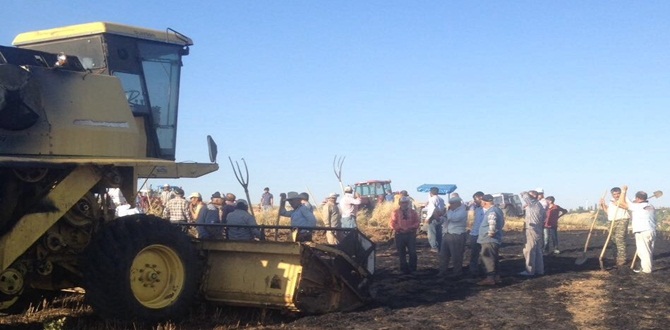 Biçerdöver Yandı, Ekili Arazi Kül Oldu