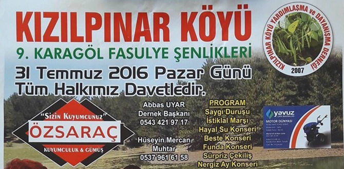 Kızılpınar Köyü Şenliği 31 Temmuz’da