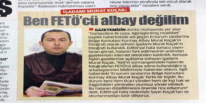 Yeni Akit Özür Diledi