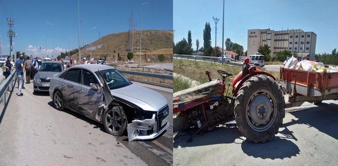 Otomobille Traktör Çarpıştı: 1 Yaralı