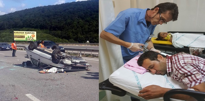 Hastane Dönüşü Kaza Yaptılar