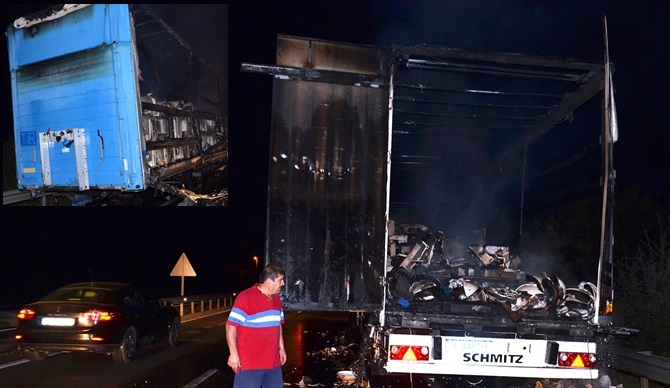 Vitrifiye Yüklü Tır Yandı