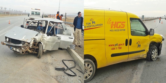 PTT Aracı Kaza Yaptı: 4 Yaralı