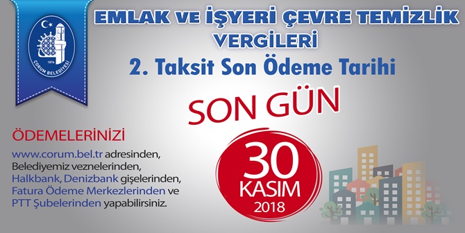 2.Taksit Ödemesinde Son Gün 30 Kasım