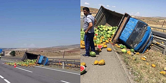 Kamyon Şarampole Devrildi: 1 Yaralı