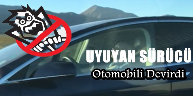 Sürücüsü Uyuyan Otomobil Devrildi