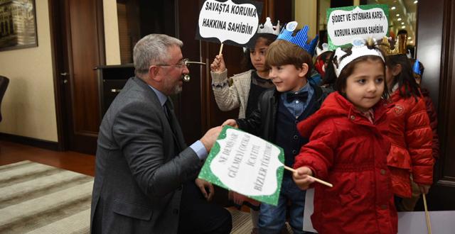 Miniklerden Başkan Aşgın’a Ziyaret