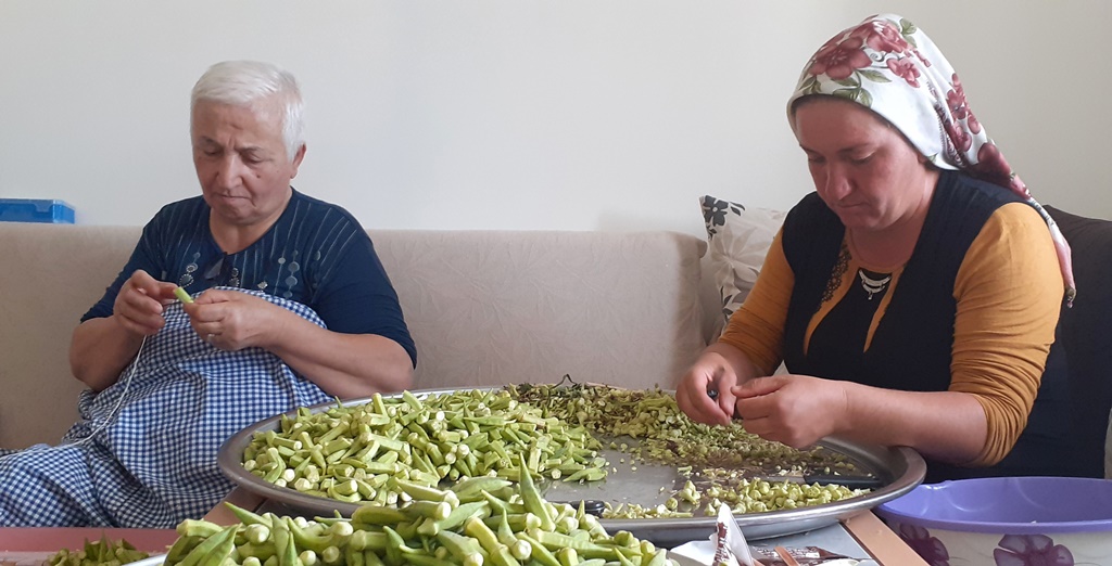 Evlerde Kışlık Bamya Hazırlığı