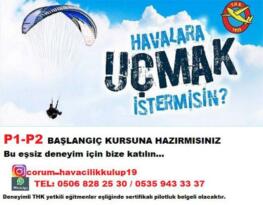 Çorum’da Yamaç Paraşütü Eğitimi Verilecek