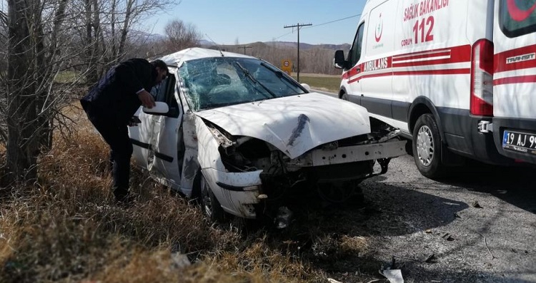 Kontrolden Çıkan Otomobil Ağaca Çarptı