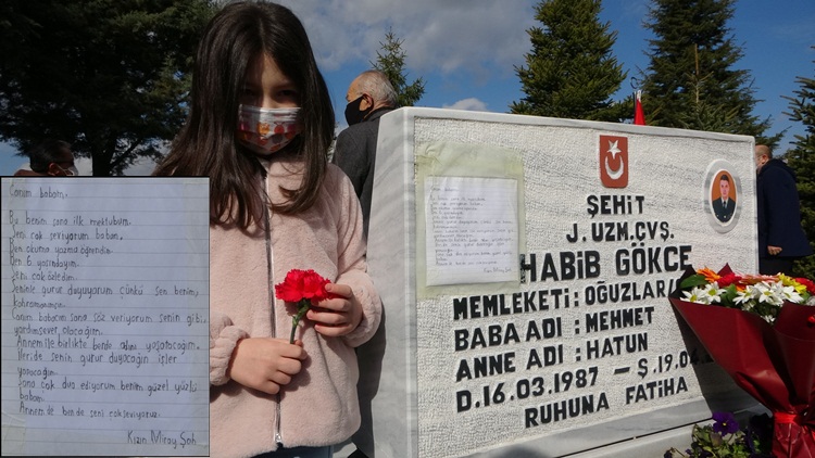 İlk Mektubunu Şehit Babasına Yazdı