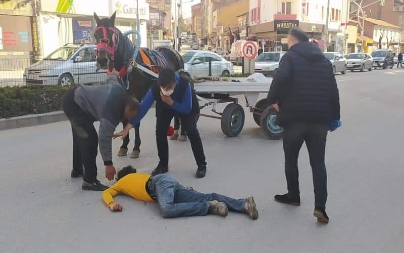 At Arabasından Düşen Sürücü Yaralandı