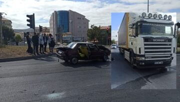 Tır ve Otomobil Çarpıştı, Facia Ucuz Atlatıldı