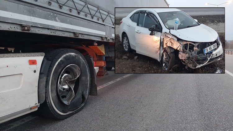 TIR’la Otomobil Çarpıştı : 3 Yaralı