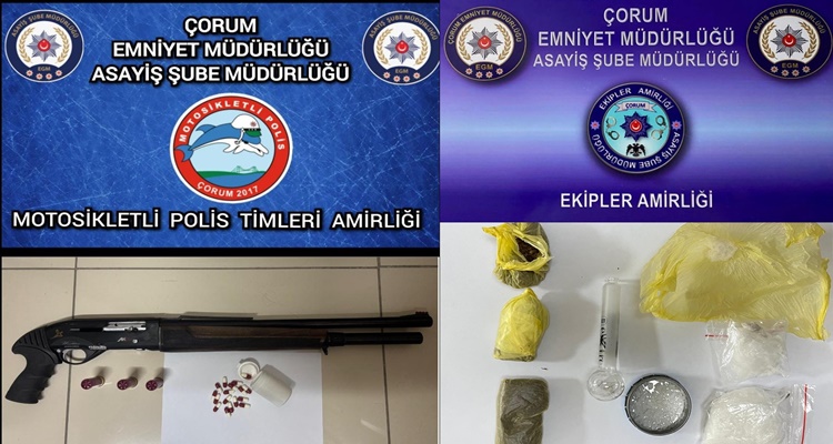 Çorum’da Silah ve Uyuşturucu Ele Geçirildi