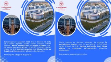 Hastaneye İki Yeni Uzman Hekim Daha Katıldı