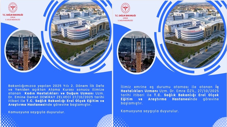 Hastaneye İki Yeni Uzman Hekim Daha Katıldı