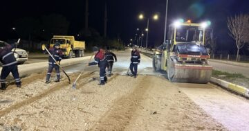 Belediyeden Gazi Caddesi’nde Gece Mesaisi
