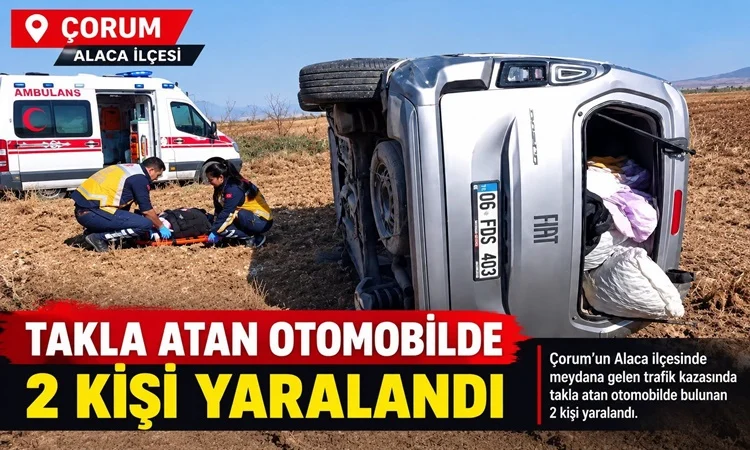 Alaca’da Takla Atan Araçta 2 Kişi Yaralandı
